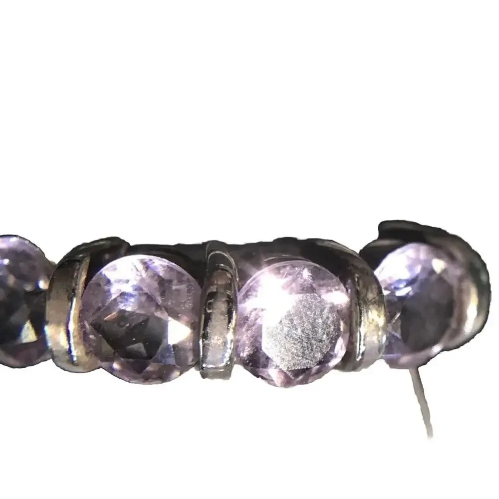 Amethyst Ring Sz6.25 4 Round Stones Sterling Silver 925 (All Stones Simulated)